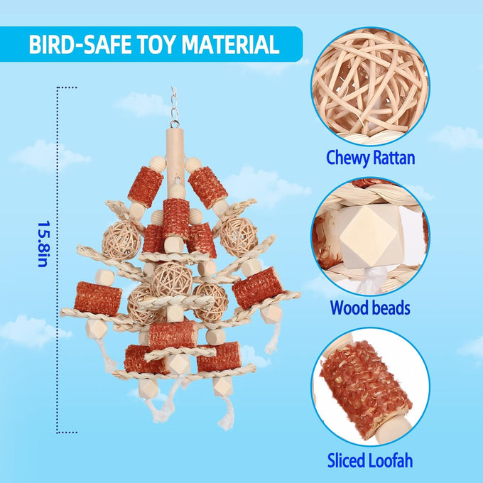 Natural Corn Stick Parrot Toys for Small to Medium-Sized Macaws, African Greys, Cockatoos, and Sun Conures