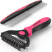 Docrok pet grooming combo with metal comb for detangling and dematting long fur on dogs and cats, blue