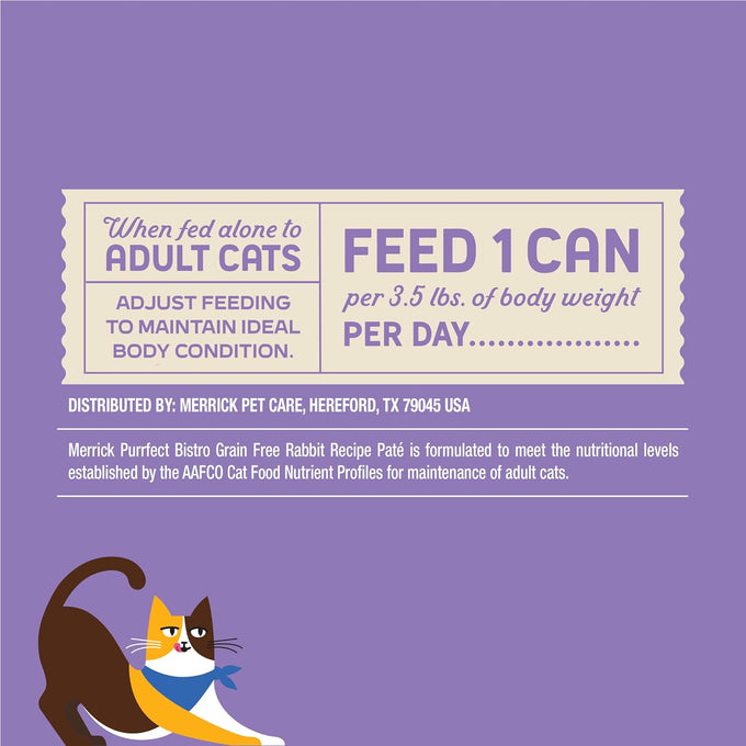 Merrick grain free rabbit pate cat food 3 oz cans, pack of 24, wet cat food for strong muscles and overall health