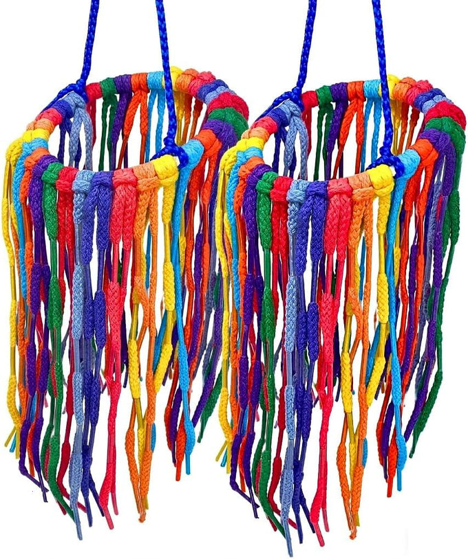 Bonka Bird Toys 51214 Small Aglet Heaven Cotton Shoelace Toy for Parakeets Cockatiels Quakers Pionus Bird Enrichment