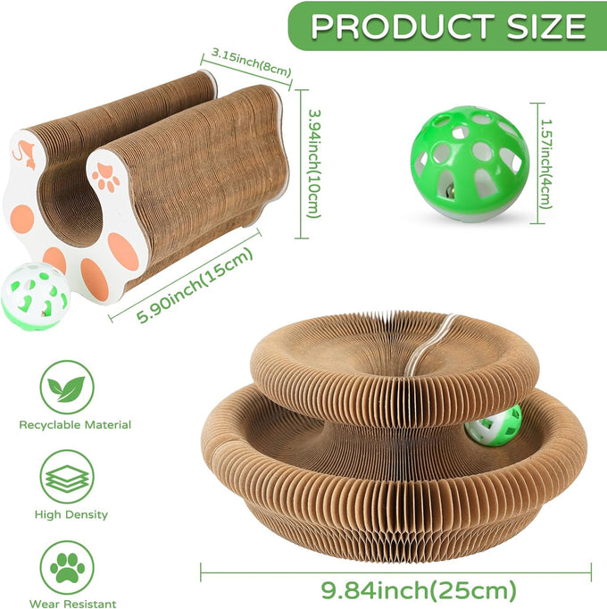 Goosheep kitty curls cat toys 1 pack, magic organ cat scratching post, cardboard cat scratcher pad ball scratcher board for indoor cats