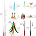 miwoowim 2PCS ultra-long teaser cat toys with 9PCS da bird feather refills, fishing pole toy and feather attachment replacement