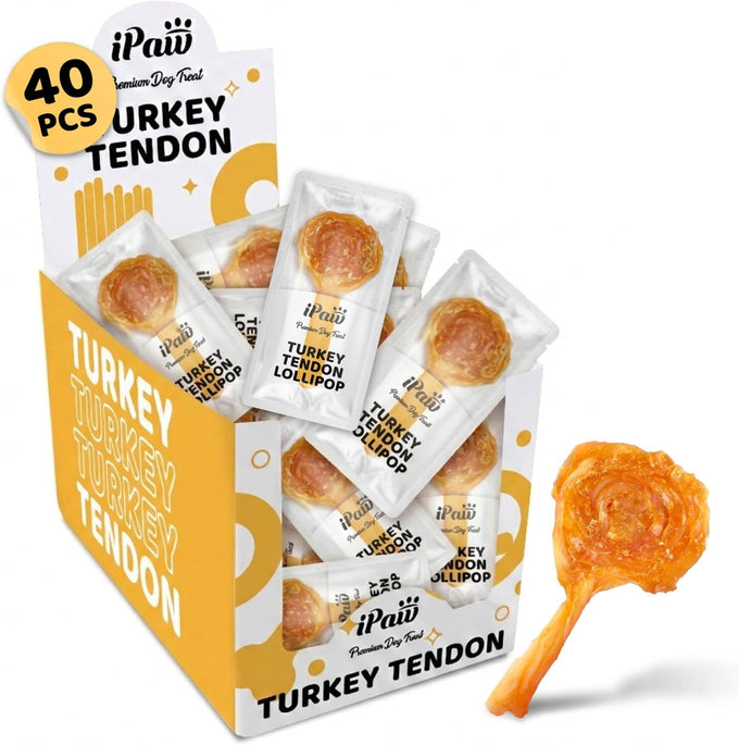 iPaw 10 Pcs Single Protein Hypoallergenic All Natural Turkey Tendons for Small Dogs Ring