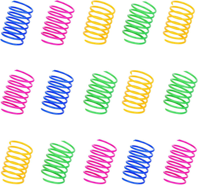 ISMARTEN pet cat toys 100 pack colorful plastic coil springs for kitten pets random color