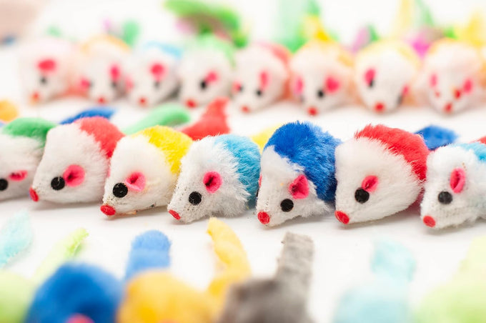 Fashion's Talk assorted mice cat toys fuzzy rattle mouse 48-count for indoor cats