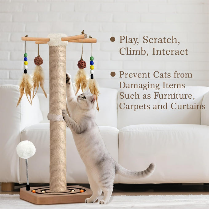 paroto sisal cat tree tower scratching post for indoor cats adults kittens interactive toys 25 inches