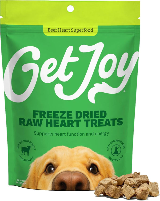 Get Joy Freeze Dried 100% USDA Beef Kidney Dog Treats, 4oz, Single Ingredient Organ Meat, Grain Free, Gluten Free