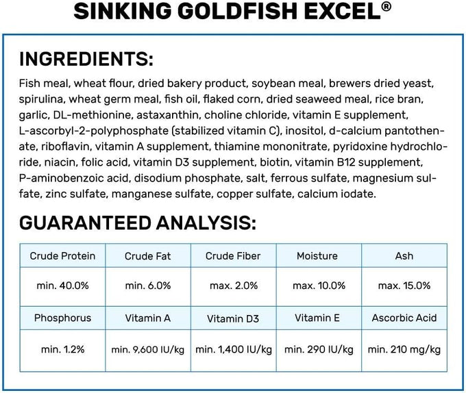 hikari sinking goldfish excel fish food 3.8 oz 110g premium aquarium pellets for vibrant color development
