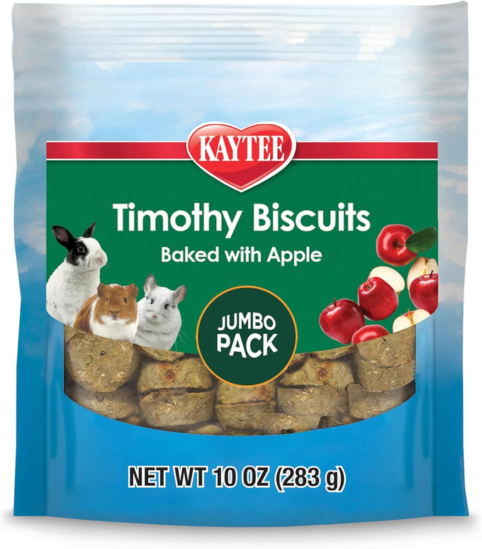 Kaytee timothy biscuits baked treats for pet guinea pigs, rabbits, and other small animals, 4 oz, apple flavor