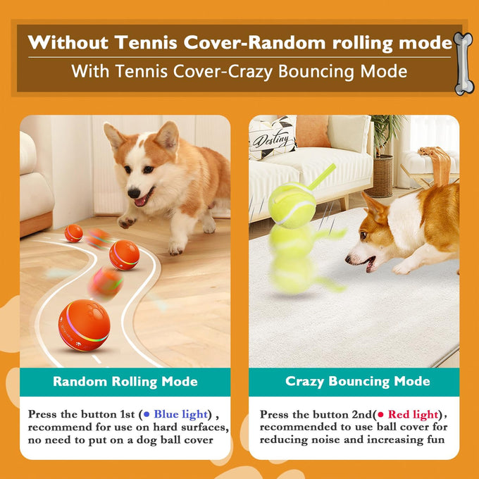 PetDroid Interactive Dog Toys Durable Orange Dog Ball, Small to Large Dogs, USB Rechargeable