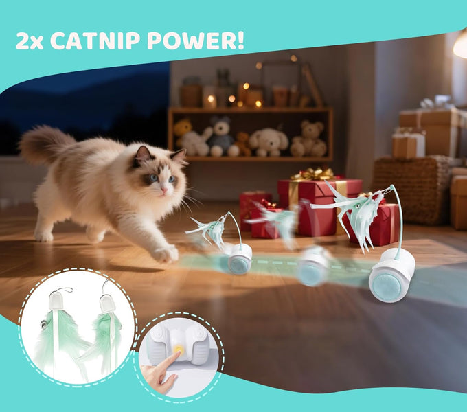 Remote Control Cat Toy with Auto Mode - Interactive Feather for Indoor Cats with LED and Catnip