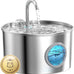 Stainless Steel Cat Fountain 74oz/2.2L for Pets Cats Inside Quiet Water Bowl Dispenser