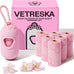Vetreska pink cherry blossom scented dog poop bag dispenser with 105 leak proof pet waste bags for cats