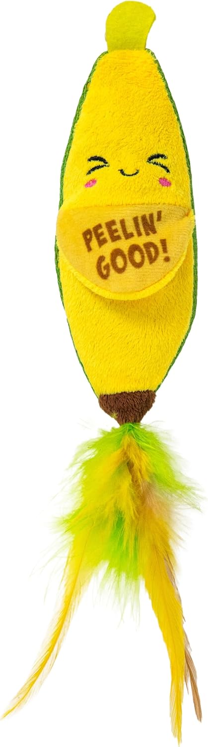 Catstages Pickle Kicker Cat Toy - Soft Plush Crinkle Toy with Catnip and Dental Mesh, 6.5"