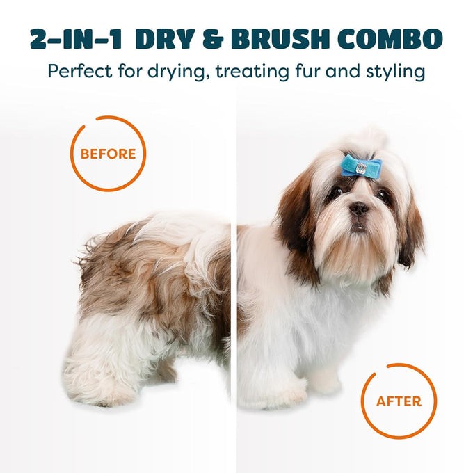 2-in-1 pet dryer with slicker brush for small dogs and cats, 300 watts, adjustable temperature