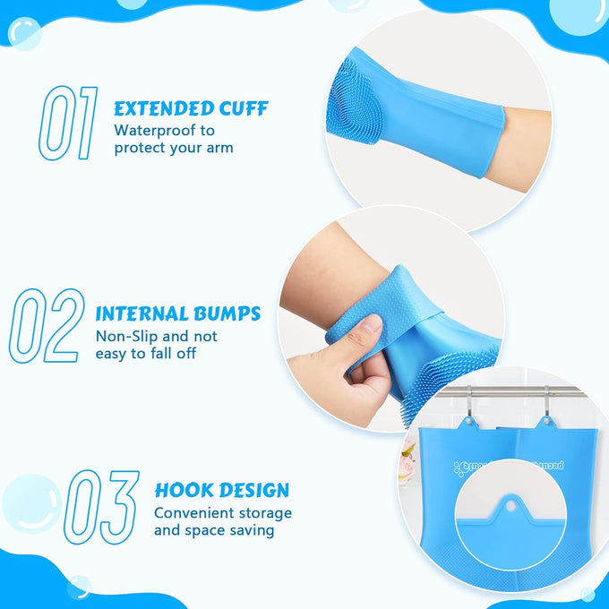 Pecute Heat Resistant Silicone Pet Grooming Gloves with High-Density Teeth, Blue