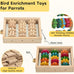 dbness 2pcs natural wooden hanging parrot chew toys for parakeets, cockatiels, macaws, african grey