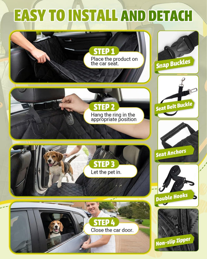 600D dog car seat cover, waterproof scratch proof nonslip dog hammock for cars, pet sedan SUV trucks