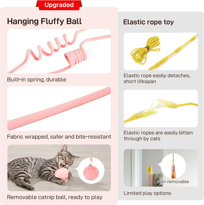 Potaroma 3-piece Fluffy Cat Catnip Ball Toys with Bell for Indoor Kittens and Adult Cats