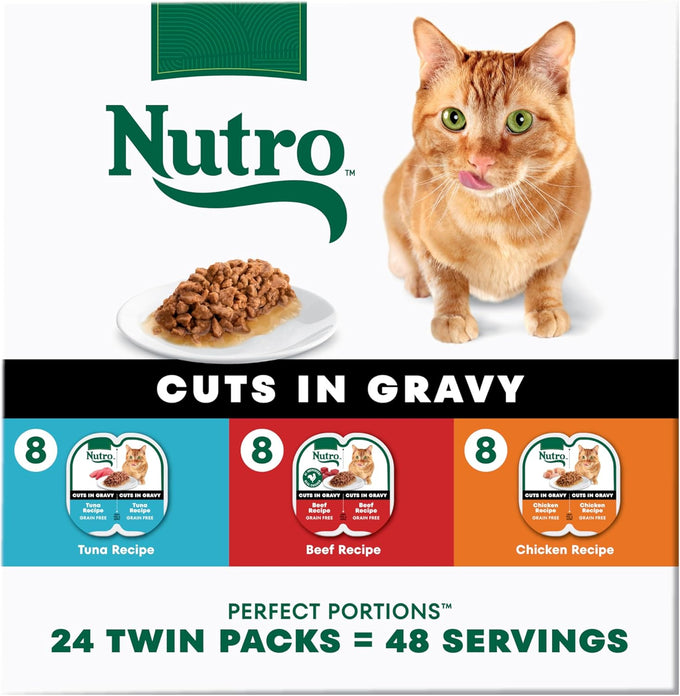 Nutro Perfect Portions adult wet cat food cuts in gravy multipack, 24-count, pack of 1