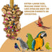 Natural multicolored wooden block parrot toys for large macaws cockatoos African grey and Amazon parrots, 19.7 inch, large size