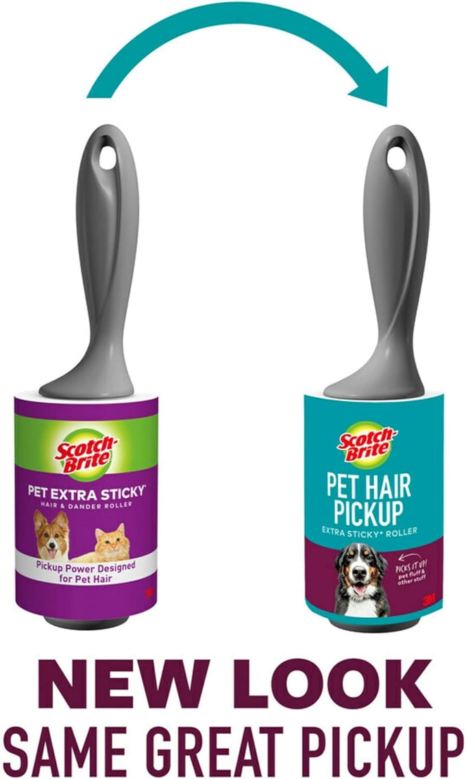 scotch-brite pet hair pickup extra sticky lint roller, 1 pack, 95 adhesive sheets