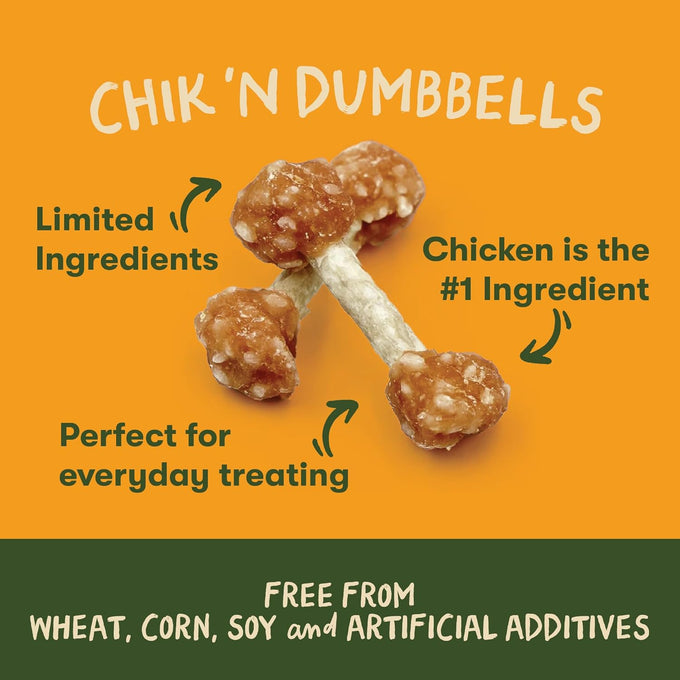 Pet 'n Shape Chik 'n Rice Dumbbells - 100% Natural Chicken Treats for Dogs, 1 Pound, Crunchy Bites