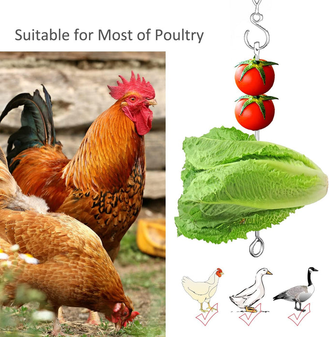 304 Stainless Steel Chicken Vegetable Hanging Feeder Toy for Hens Pet Chicken Veggies Skewer Fruit Holder