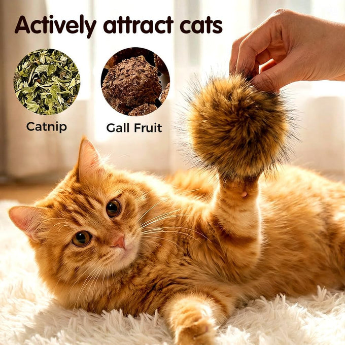 Faux Rabbit Fur Catnip Ball for Indoor Cats, Soft and Washable, Fun to Chase for Exercise and Bonding (1pc)