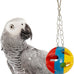 SIMENA Parrot Ball Toy with Bell, Cage Hanging Accessory for Medium to Large Birds, Durable Plastic and Metal, Set of 1