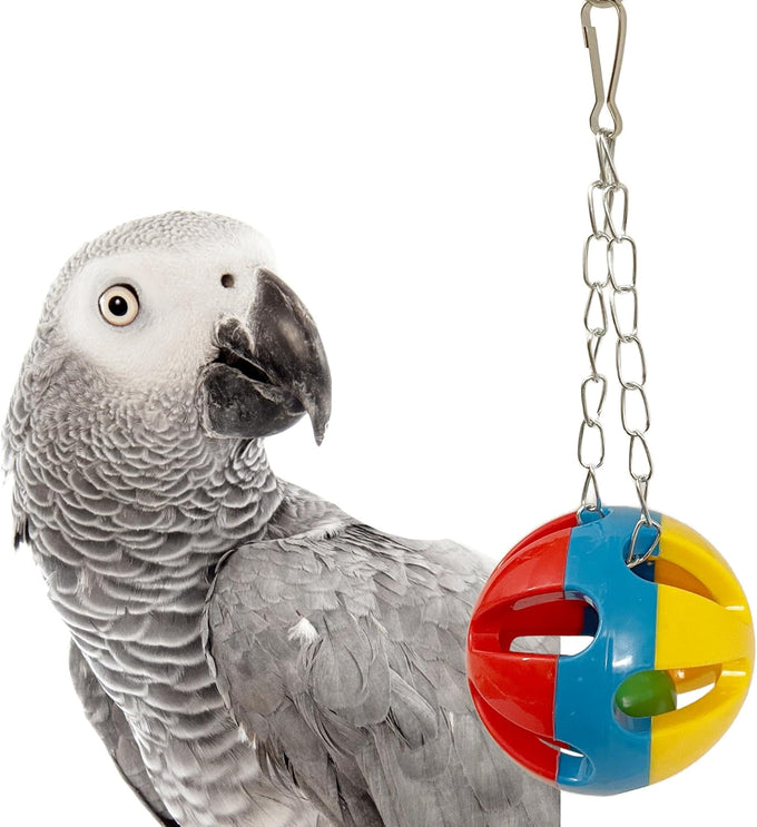 simena parrot ball toy set of 3 for medium to large birds and cats with bpa-free plastic and metal strings