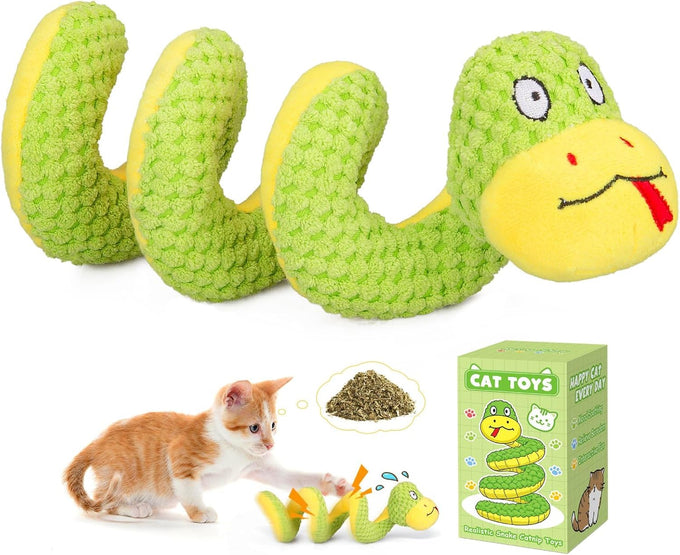 Retro Shaw 11" Realistic Silvervine & Catnip Snake Cat Toy with Crinkle Sound, Bite-Resistant Plush