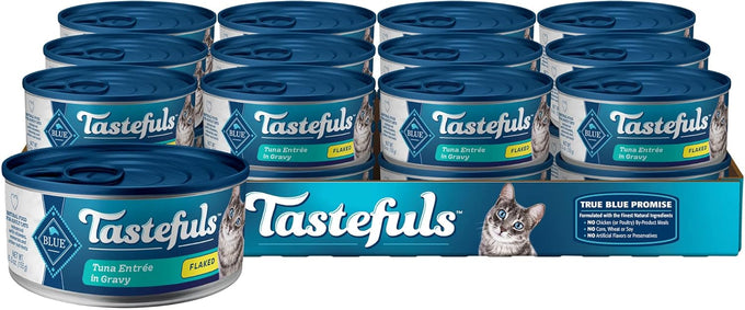 Blue Buffalo Tastefuls Flaked Wet Cat Food with Natural Tuna Entrée in Gravy, 24-5.5oz Cans