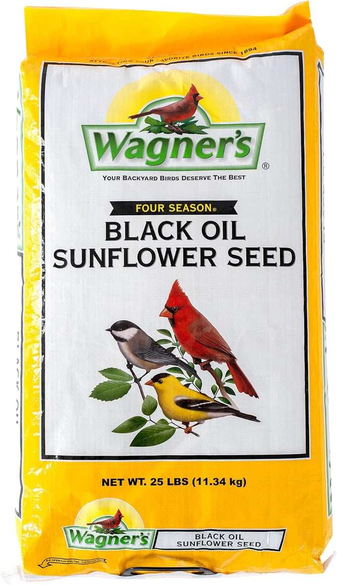 Wagner's 76027, 25-Pound Bag, Thin Shelled Black Oil Sunflower Wild Bird Food, Attracts Multiple Bird Species