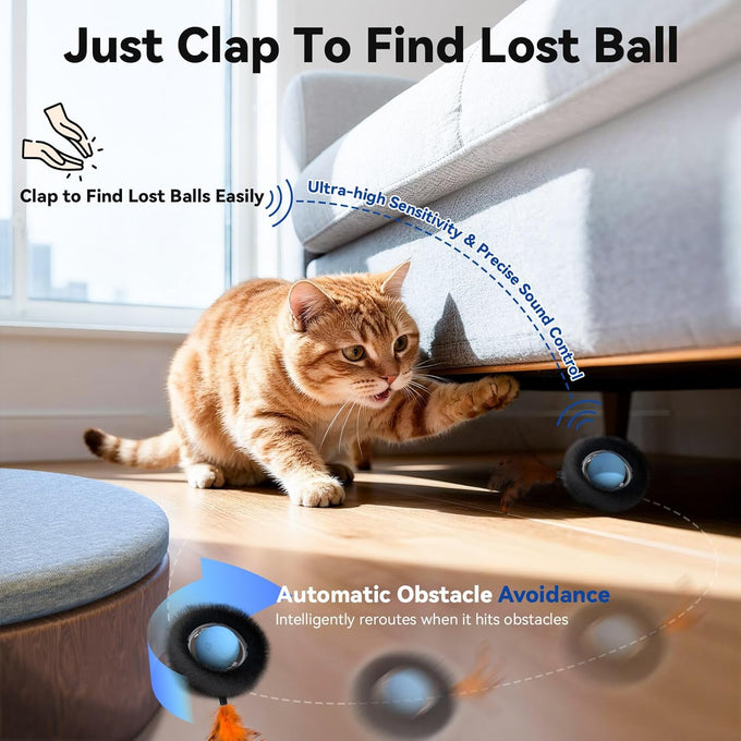 starry night interactive cat toy with motion activated ball and 7-hole play mat for indoor cats