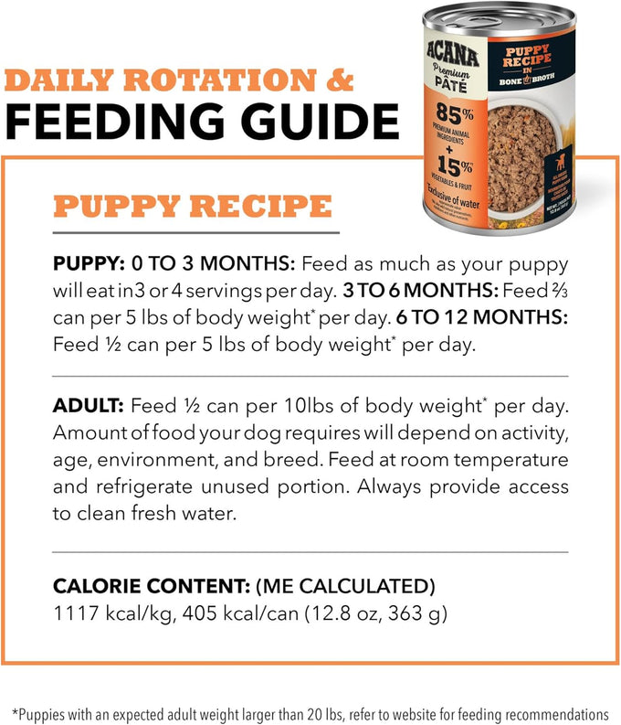 ACANA Premium Pate in Bone Broth Grain-free Wet Dog Food Puppy Recipe 12.8oz Cans (12 Count)
