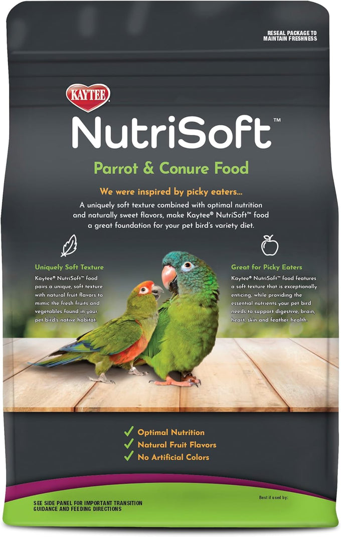 Kaytee 3 Pound Nutri Soft Parrot & Conure Bird Food, Soft Texture, No Artificial Colors or Flavors