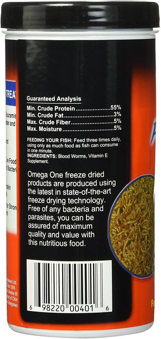 Omega One 3 Pack Freeze Dried Blood Worms 0.96oz Aquatic Fish Food