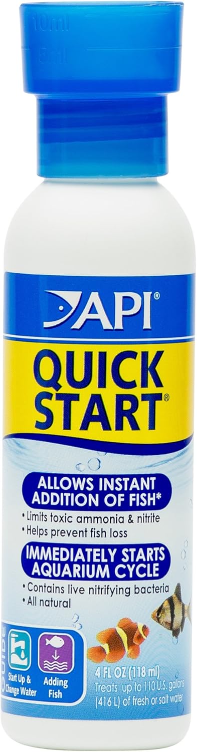 Api Quick Start Freshwater and Saltwater Aquarium Nitrifying Bacteria 4-Ounce Bottle for New Aquariums and Water Changes