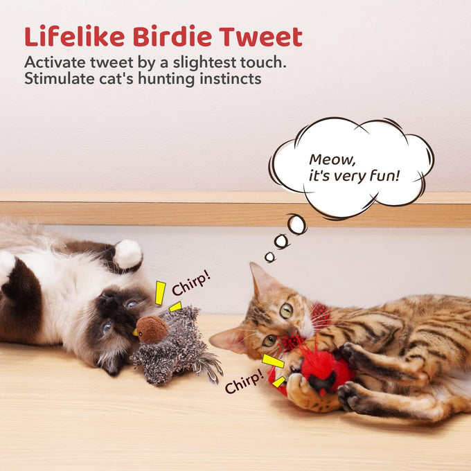 Potaroma SilverVine Cat Toys Chirping Realistic Birdies Interactive Kicker Indoor Kitty Exercise Toys 2 Pcs