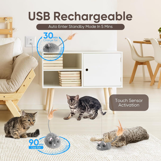 Pawingcat Remote Control Cat Toy Interactive Rechargeable Feline Toy for Indoor Cats 3-Speed Adjustment
