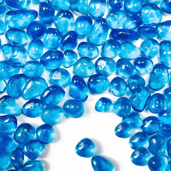 0.89LB Blue Sea Glass Pebbles for Fish Tanks Decorations, Aquarium Gravel Rocks, Glass Gems Stones Beads Pebbles Rock Sand Vase Filler