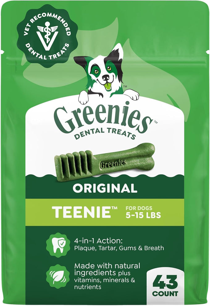 greenies veterinarian-recommended adult natural dog dental treats teenie size