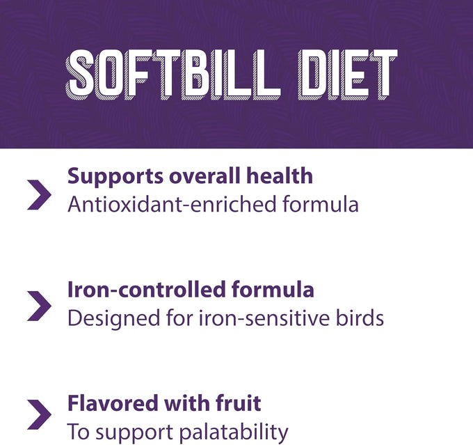 Mazuri softbill diet for iron-sensitive birds, 2 LB bag, phd-formulated nutrition, plum and apple flavor