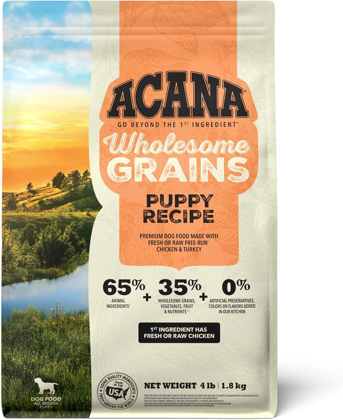 ACANA Wholesome Grains Puppy Dry Dog Food, Chicken & Turkey, 4lb
