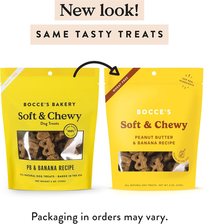 Wheat-free peanut butter and banana dog treats baked in USA with 9 natural ingredients