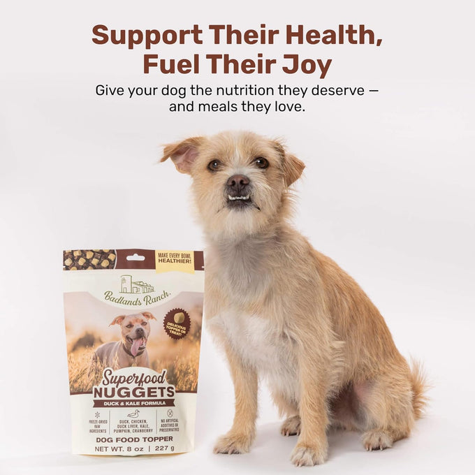 Badlands Ranch Freeze-Dried Duck & Kale Dog Treats, High Protein, No Artificial Additives, 8oz Bag