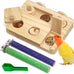 BNOSDM wooden bird foraging toy with natural wood stand platform for parrots, parakeets, cockatiels, sun conures