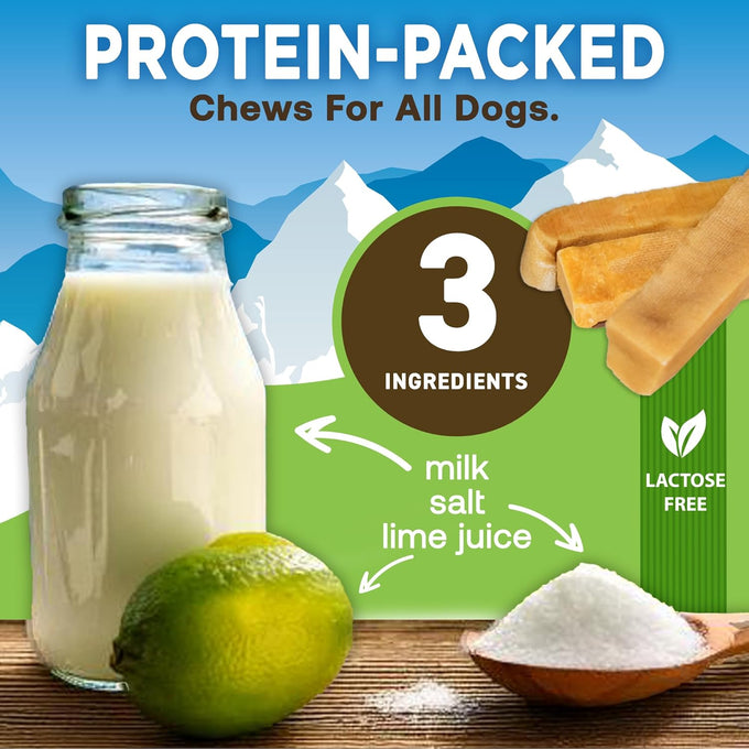 EcoKind gold yak cheese dog chews, natural, high protein, durable for aggressive chewers, large, 4 chews, 1 lb