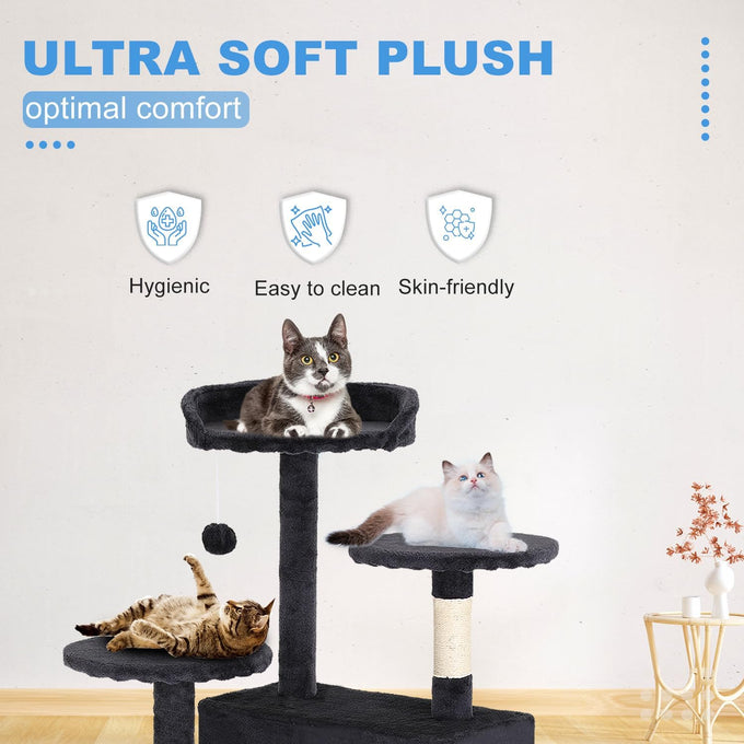 FDW 54 Inch Dark Gray Cat Tree Tower with Sisal Scratching Posts and Condos for Kittens and Adult Cats